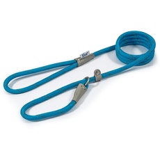 Ancol Viva Retrieverleine, reflektierendes Seil und echtes Leder, 120 x 1,2 cm, Blau