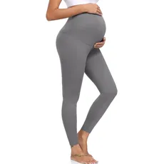 ACTINPUT Umstandsleggings Damen Blickdicht High Waist Umstandshose Elastisch Schwangerschaftsleggings Umstandsmode Leggings for Schwangerschaft(Grau,XL)