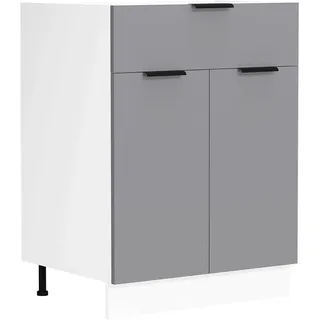 Unterschrank VCM "Küchenschrank B60 cm Unterschrank Schublade Fasola", schwarz (weiß, anthrazit), B:60cm T:46cm, Obermaterial: 100% Holz Wood., Schränke, Unterschrank