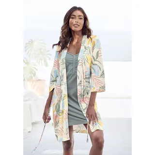 Kimono, Damen, Gr. 44/46, bunt (gemustert), Baumwoll-Mix, VIVANCE DREAMS BY LASCANA, gemustert, Kurzform, Hausmäntel Kimono, uni oder mit floralem Druck