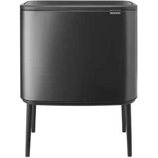 Brabantia Bo Touch Bin 3 x 11 l – 3-Fach-Behälter für Recycling | Soft-Touch-Kücheneimer mit Inneneimern | Frei stehende Abfallsortierlösung mit rutschfesten Füßen | Confident Grey