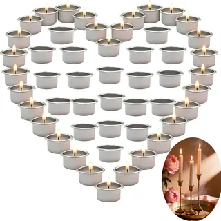 50 Stück Kerzenhalter, Kerzenhalter Stabkerze, Stabkerzenhalter Aus Aluminium, Silberne Kerzentüllen Für Hochzeiten, Geburtstage, Weihnachtsdekoration, DIY Projekte (2,2 cm X 2 cm)