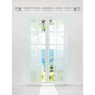ESLIR Schiebegardinen Voile Flächenvorhänge Set 2er Gardinen mit Schlaufen Schiebevorhang Transparent Vorhang Uni Weiß BxH 57x245cm 2 Stück