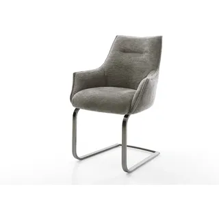 Freischwinger Alja-Flex mit Armlehnen Bouclé Soft Schlamm Freischwinger flach Graphit Taschenfederkern