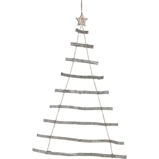 Wandobjekt Weihnachtsbaum mit 9 Ebenen - Holz ca. 90x62 cm - Weiß