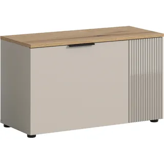 Sitzbank HOME AFFAIRE "EDIL, Breite 80cm, 2 Türen, 4 Fächer", beige (kaschmir, evoke oak nachbildung, kaschmir), B:80cm H:48cm T:36cm, FSC-zertifizierter Holzwerkstoff, Sitzbänke, Sitzbank, Garderobenbank, Bank, Flurbank, Schuhbank, Dielenbank
