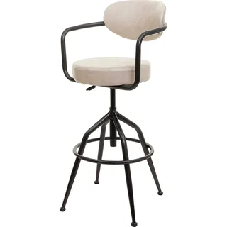 Barhocker HWC-H10f, Barstuhl Tresenhocker Drehhocker, höhenverstellbar Industrial Wildleder-Optik vintage beige - Beige