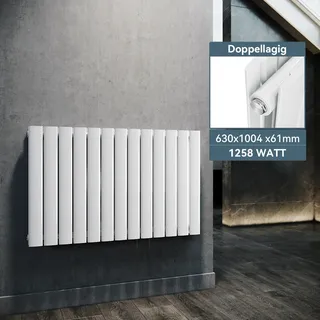 SONNI 630×1004mm Weiß Doppellagig Paneelheizkörper Vertikal Heizkörper - Weiß