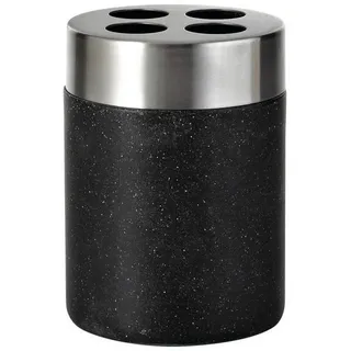 Sadena Zahnputzbecher , Schwarz , Metall, Kunststoff , 7.5x10.5x7.5 cm , Badaccessoires, Zahnputzbecher