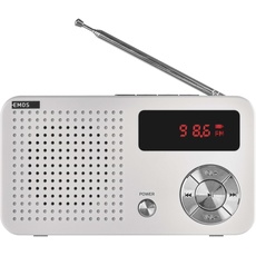 EMOS Tragbares Digitales FM-Radio und MP3-Player mit Akku, USB-Port, Micro-SD Karte-Slot und Kopfhörer-Anschluss/ausziehbare Antenne, FM 88–108 MHz