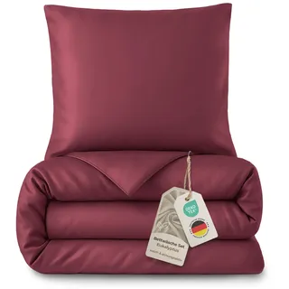 LAYNENBURG Premium Lyocell Bettwäsche in 135x200 + Kissenbezug 80x80 cm - 100% Lyocell Tencel aus u.a Eukalyptus – Oeko-TEX 100 - kühlende Sommer-Bettwäsche mit Reißverschluss (Bordeaux)