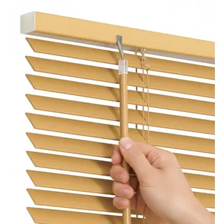 Naturholz Holzjalousie 50x140 cm Jalousie aus Holz 25 mm Fensterjalousie Innen Sonnenschutz Sichtschutz Horizontal Jalousie aus Linde - Beige