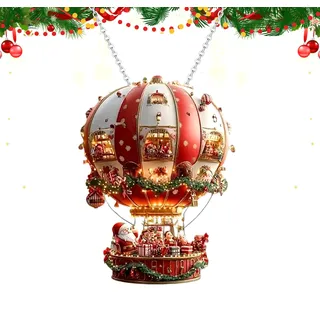 CHIHOLEN 2D Acryl Weihnachtsdeko Hängend, Weihnachtsmann Heißluftballon Acryl Anhänger, Fensterschmuck Weihnachten Dekoration, Weihnachtsdeko für Innen Wohnzimmer Garten Hof Balkon (A)