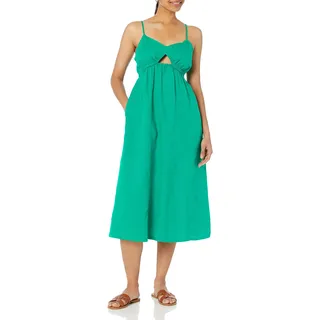 The Drop Damen Maci Strappy V-neck Cut-out Smocked Back Midi Dress, Ultramaringrün, S