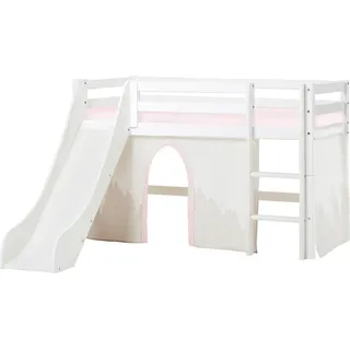Hoppekids Hochbett Winter Wonderland 70 x 160 cm Kiefer massiv weiß rosa