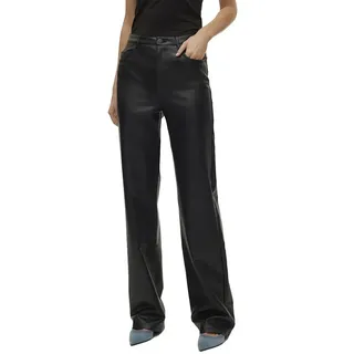 Vero Moda Lederimitathose VMTESSA HR WIDE PL PANTS NOOS schwarz 27