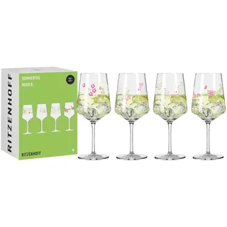 RITZENHOFF Hugo-Glas 4er-Set - 500 ml - Made in Germany | Artikelnr. 6041003, Serie Sommertau, 4 Hugo-Gläser 500 ml, Kristallglas, spülmaschinenfest
