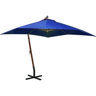 Ampelschirm mit Mast Azurblau 3x3 m Massivholz Tanne - Blau