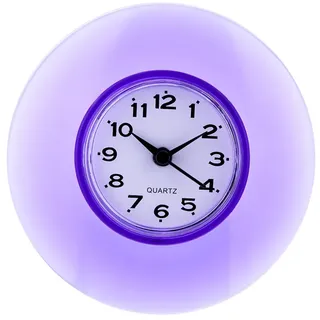 Oumefar Mini Wanduhr wasserdichte Uhr mit großem Saugnapf für Show Time Badezimmer(Purple