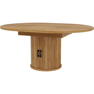 Merax Esstisch 118x158 cm Walnuss Schwarz Rund Ausziehbar Oval 6 Personen