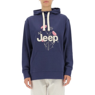 JEEP O102606-A184 J Woman Hooded Oversize Sweatshirt Botanical Print J22W Deep Blue XS