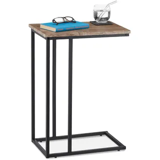 Relaxdays Beistelltisch C-form, HBT 66x46x30 cm, grau-braun/schwarz | Industrial Design