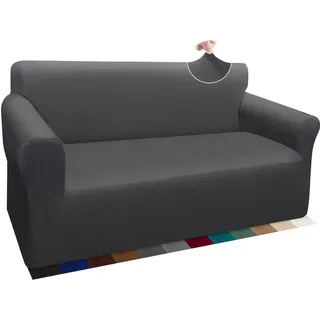 Granbest Thick Sofabezug Stylish Pattern Sofaüberzug für Sofa Stretch Elastische Jacquard Sofahusse Couchhusse mit Armlehne für Wohnzimmer Anti-Rutsch (2 Sitzer, Grau)
