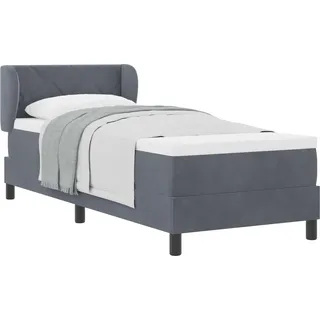 vidaXL Boxspringbett mit Kopfteil Dunkelgrau 80 x 200 cm Samt - Grau