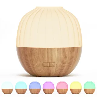 SALKING Aroma Diffuser, 300ml Diffuser für Ätherische Öle, Ultraschall Aromatherapie Diffusor mit automatischer Abschaltfunktion, Weiß Holzmaserung Diffusor für Zuhause Büro Oder Yoga