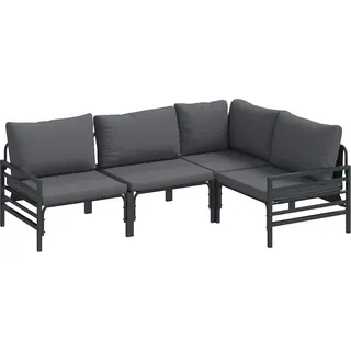 vidaXL Gartensofa-set mit Kissen 4 pcs Schwarz Stahl - Grau