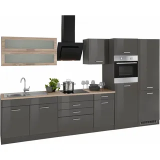 KOCHSTATION Küchenzeile »KS-Utah« mit E-Geräten, Breite 350 cm, grau