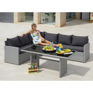 Gartenlounge-Set MERXX "Chicago", grau, Obermaterial: 100% Polyester. Füllung: 100% Polyurethan, Sitzmöbel-Sets, Gartenlounge-Set