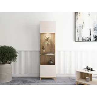 Vitrine HOME AFFAIRE "Essex Vitrinenschrank, Glasschrank, Standvitrine, Highboard/Sideboard", kaschmir, B:51,5cm H:191,5cm T:35cm, Glas, Holzwerkstoff, Kunststoff, MDF, Metall, Schränke, Vitrine, 1 Tür, 4 Einlegeböden, 5 Fächer, Gesamtmaße (B/T/H): 51,5/35/191,5 cm