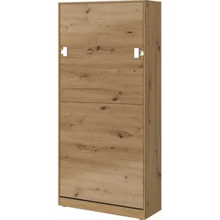 Kaiser Möbel Schrankbett 90x200 Vertical Wandklappbett INDEX Eiche mit Matratze H2/H3 - Braun