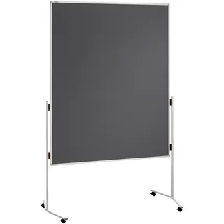FRANKEN Moderationstafel ECO, doppelseitig, pinnbar, 120 x 150 cm, grau/Filz, einteilig, Pinnwand mit Standbeinen und Rollen, ECO-UMTF12R