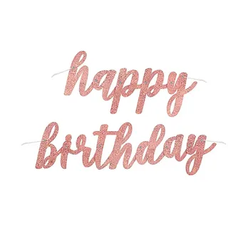 Geburtstagsbuchstaben-Banner - 84 cm - Glitzer-Roségold-Geburtstag - 2er-Satz