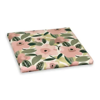 Gartenhockerauflage , Rosa, Schwarz, Weiß, Altrosa, Dunkelgrün, Hellgrün, Hellrosa, Grasgrün , Textil , Floral , Füllung: Schaumstoff, Vlies,Schaumstoff, Vlies , 50x4x50 cm , Made in Germany , hochwertige Qualität , Heimtextilien, Wohntextilien, Sitzkissen