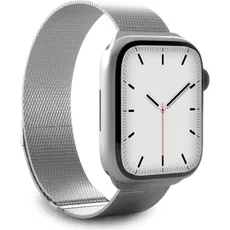 Caseme Uhrenarmband für Apple Watch 42/44/45 mm mit Magnetverschluss (45 mm, 44 mm, 42 mm, Metall), Uhrenarmband, Silber