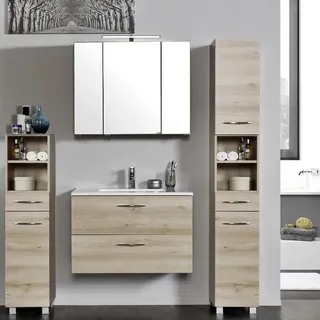 Badmöbel Set BERGAMO-03, 4-teilig, Buche Iconic Nb., B x H x T ca.: 180 x 200 x 48cm