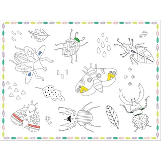 Folat 62803 Kindergeburtstag Deko Waldtiere Ausmal-Tischsets - Buzzing Bugs - 40 x 30 cm - 6 Stück - Party Geschirr Papier