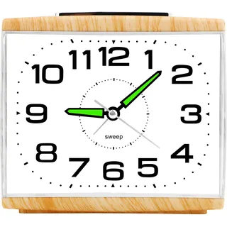 Ayybboo Wecker Analog Ohne Ticken,Seniorenwecker mit Schlummerfunktion,Nachtlicht,Lauter Alarm,Großes Zifferblatt Quarzwecker,Wecker Schlafzimmer(Holzfarben)