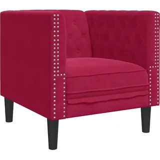 vidaXL Chesterfield-Sessel Weinrot Samt - Rot