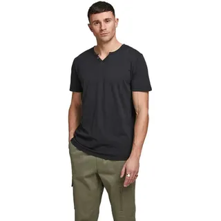 JACK & JONES T-Shirt Split mit Neck in schwarzem Black-M