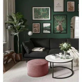 Runder Tisch CIRI mit Hocker Weiß Schwarz Hochglanz - Weiß