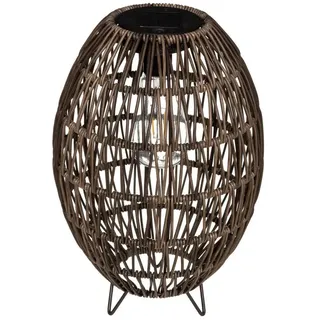 Atmosphera Createur d ́interieur Solar-Laterne geflochten Ø 21 cm braun , Braun , Metall , LED integrated , 21x32x21 cm , Dekoration, Laternen & Windlichter, Laternen