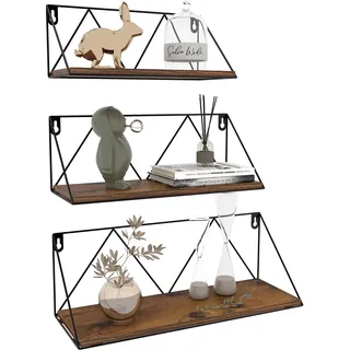 eympeu Wandregal 3er Set Holz mit Metall klassisch