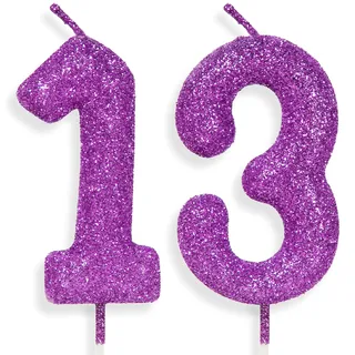 Zolunu lila rosa Geburtstag Kerze Nummer 13, Glitter Geburtstag Kerze Kuchen Toppers für Mädchen Frauen lila rosa Themed Party Dekorationen liefert Geburtstagsgeschenke