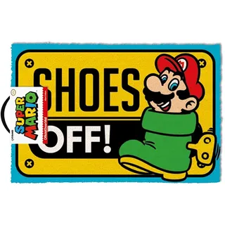 Pyramid Super Mario (Shoes Off Colour) Fußmatte 40cm x 60cm, Kokosfasermatte im auffälligen Design, für innen und außen - offizielles Lizenzprodukt