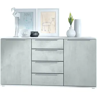 Vladon Sideboard Porto Beton Oxid Optik , Hellgrau , Holzwerkstoff , 139x72.5x35 cm , Kleinmöbel, Kommoden, Sideboards