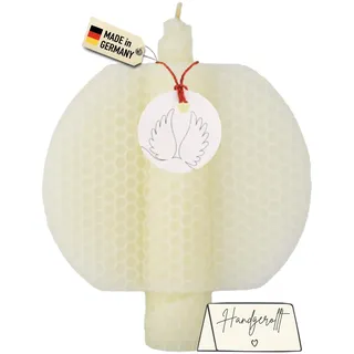 Wachsmann Engelskerze Bienenwachs – Schutzengel Kerze mit Flügeln, Geschenk Trost Trauer Glück Freundschaft – Handgemachte Engel Kerze aus Bienenwachs